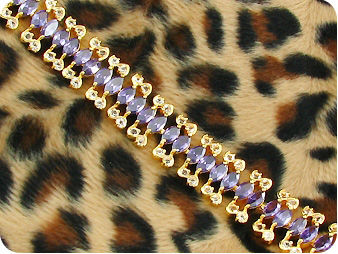 38x6mm Purple Colour Amethyst Marquise Gold Bracelet