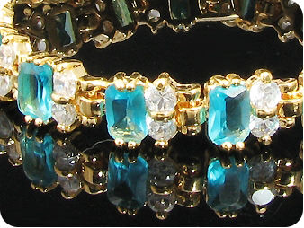 18 x 6mm Blue Sapphires Emearald Cut Bracelet