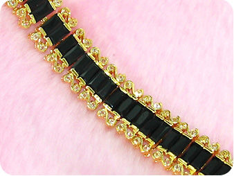 38x8mm Black Sapphire Topaz Emerald Cut Gold Bracelet