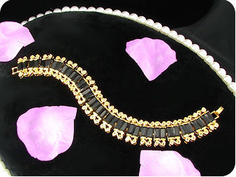 38x8mm Black Sapphire Topaz Emerald Cut Gold Bracelet