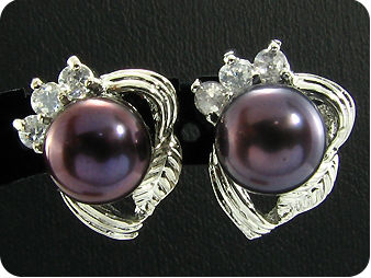 3x8mm Black Pearl Pendant Earrings Set