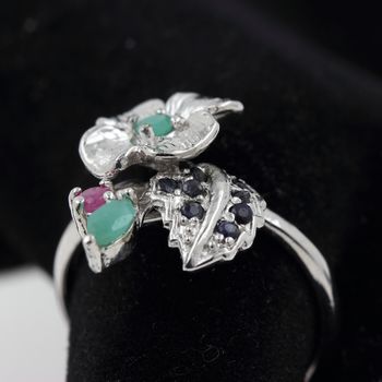 SAPPHIRE, EMERALD & RUBY RING