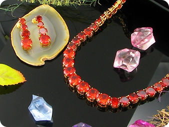 70x10~6mm Red Ruby Necklace Earrings Set