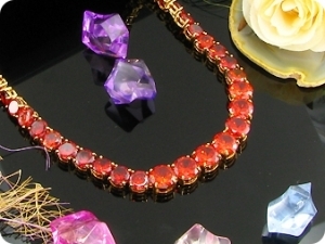 70x10~6mm Red Ruby Necklace Earrings Set