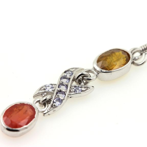 BOUCLES D'OREILLE SAPHIR ORANGE  JAUNE & TANZANITE