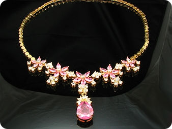 26x6-18mm Pink Sapphire Necklace