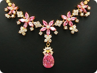 26x6-18mm Pink Sapphire Necklace