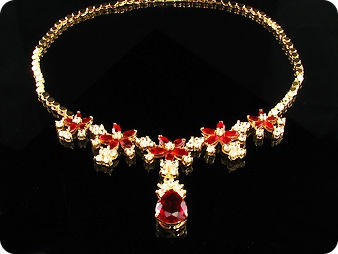 26x6-18mm Red Ruby Necklace