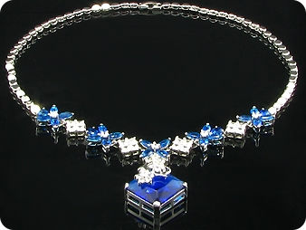 25x28-7mm Royal Blue Sapphire Pear Necklace