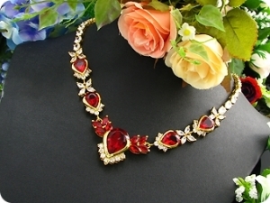 13x20-8mm Red Ruby Necklace