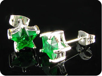 2x8mm Green Emerald Earrings