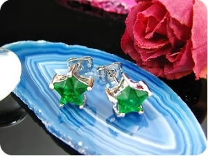 2x8mm Green Emerald Earrings