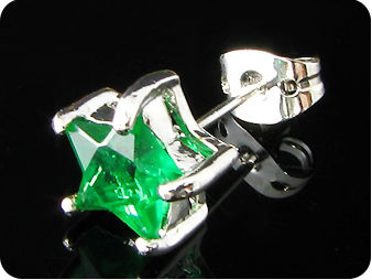 2x8mm Green Emerald Earrings