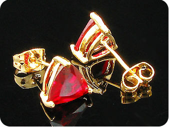 2x8mm Red Ruby Earrings