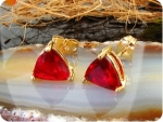 2x8mm Red Ruby Earrings
