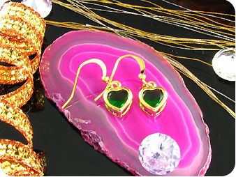 Boucles d'oreille Emeraude de synthèse
