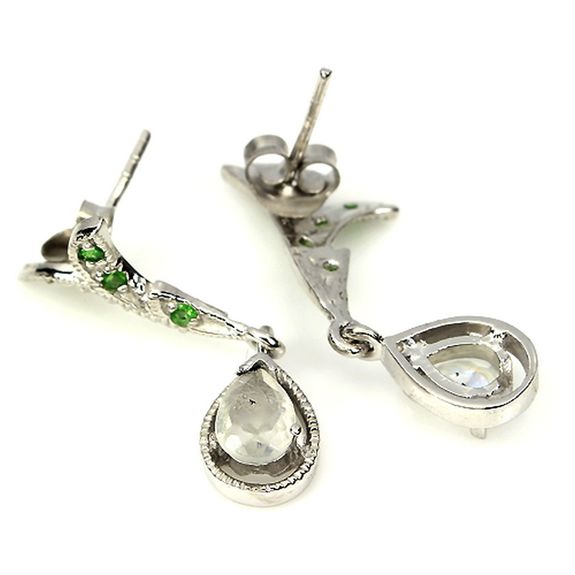 Moonstone and Tsavorite garnet EARRINGS