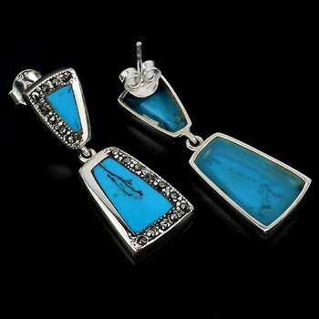 Boucles d'oreille Turquoise et Marcassite