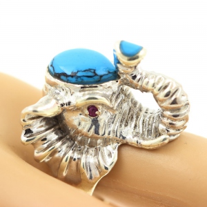 Turquoise & Ruby RING