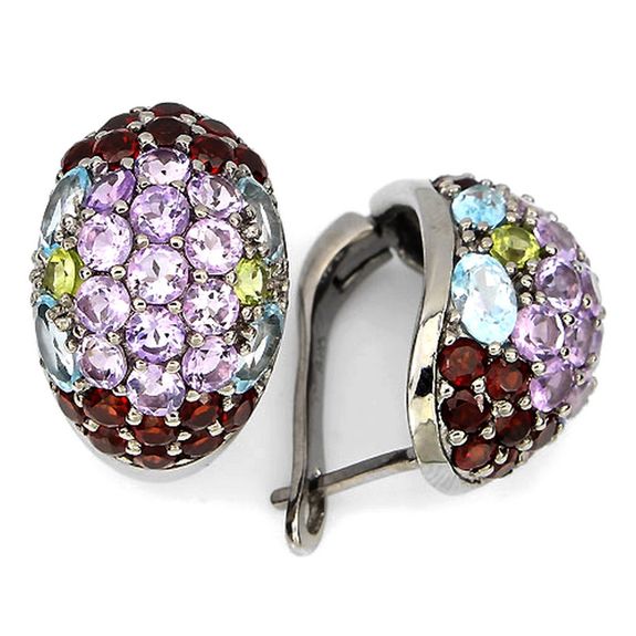 Boucles d'oreille Améthyste Grenat Péridot Topaze