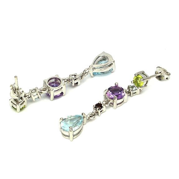 Boucles d'oreille Améthyste Grenat Péridot Topaze