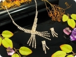 130x3mm Simulated Diamonds Necklace Earrings Set