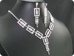 120 x 3mm White Simulated Diamonds Necklace Earrings Set