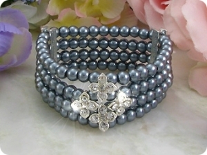 472x6~10mm Black Pearl + Created Diamond Necklace Bracelet Earrings Set