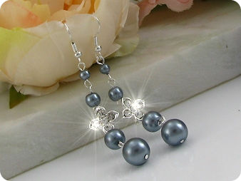 472x6~10mm Black Pearl + Created Diamond Necklace Bracelet Earrings Set