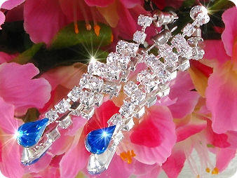 20x10mm Blue Sapphire Necklace Earrings Set