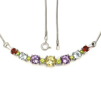 Amethyst, Garnet, Peridot, Citrine, Topaz Necklace