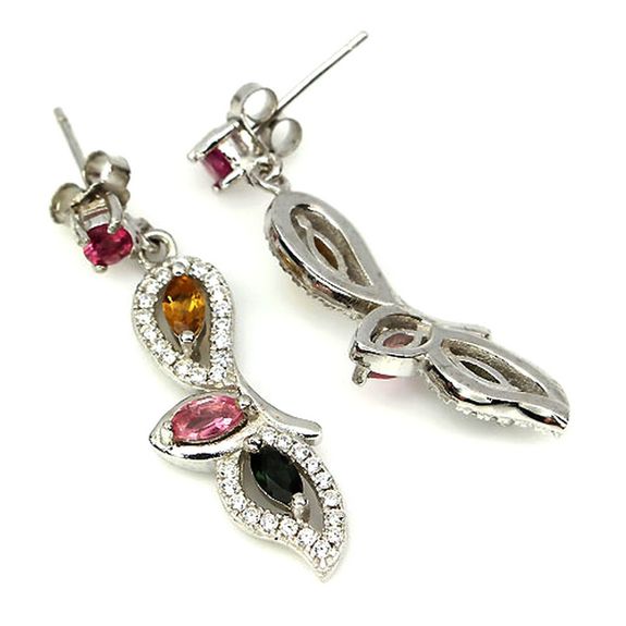 Boucles d'oreille Tourmaline multicolore
