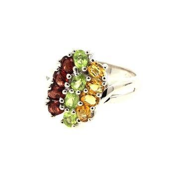 GARNET PERIDOT CITRINE RING