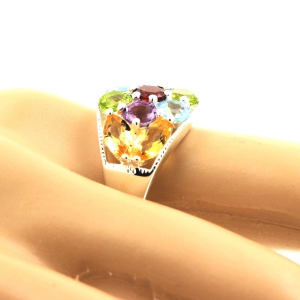 CITRINE AMETHYST PERIDOT GARNET RING