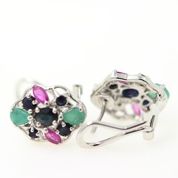 EMERALD RUBY SAPPHIRE EARRINGS