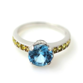 BLUE ZIRCON & YELLOW SAPPHIRE RING