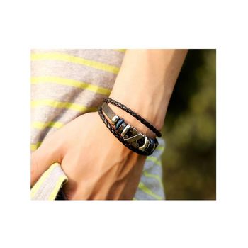 Bracelet homme en cuir noir