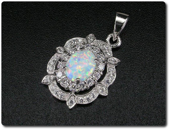 OPAL & CUBIC ZIRCONIA PENDANT