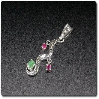 PENDENTIF RUBIS EMERAUDE & MARCASSITE