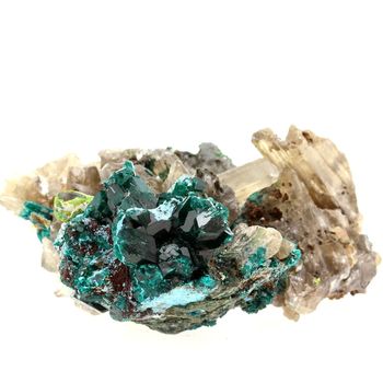 Dioptase + Cerusite.
