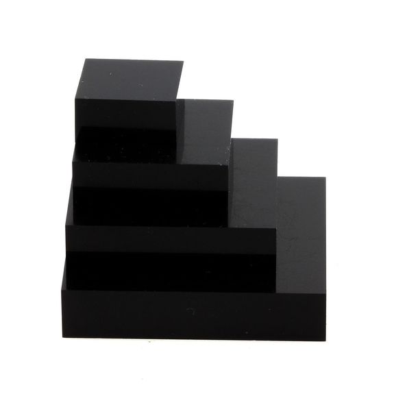 Socle présentoir acrylique support pour minéraux. 7 pièces. Noir.