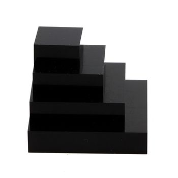 Socle présentoir acrylique support pour minéraux. 7 pièces. Noir.