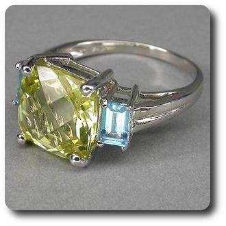 YELLOW QUARTZ & BLUE TOPAZ RING