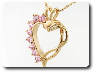 8 3mm Pink Sapphire Heart Pendant