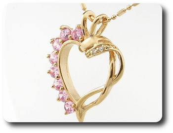 8 3mm Pink Sapphire Heart Pendant