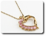 8 3mm Pink Sapphire Heart Pendant