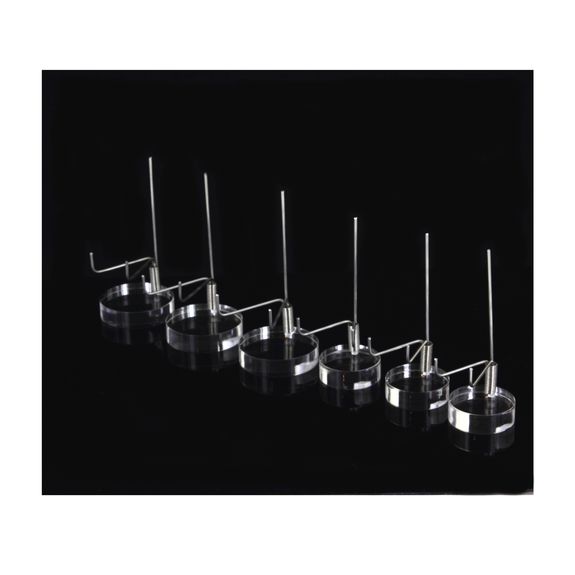 Acrylic and metal display for minerals.