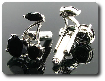 6x10-7 mm Black Sapphire Cherries Cufflink