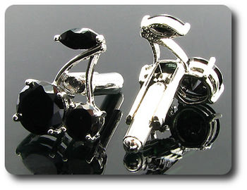 6x10-7 mm Black Sapphire Cherries Cufflink