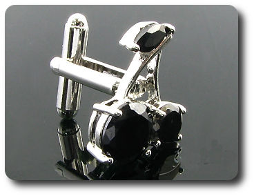 6x10-7 mm Black Sapphire Cherries Cufflink